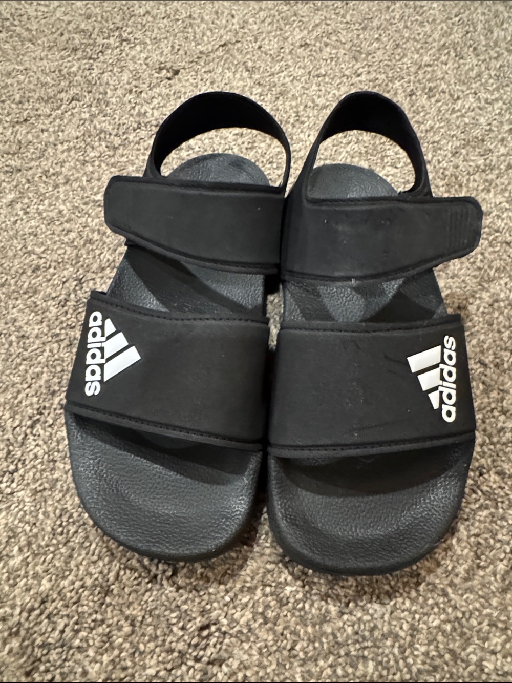 Adidas Black Kids Dual-Strap Slide Sandals with Logo - NWOT - kids size 1